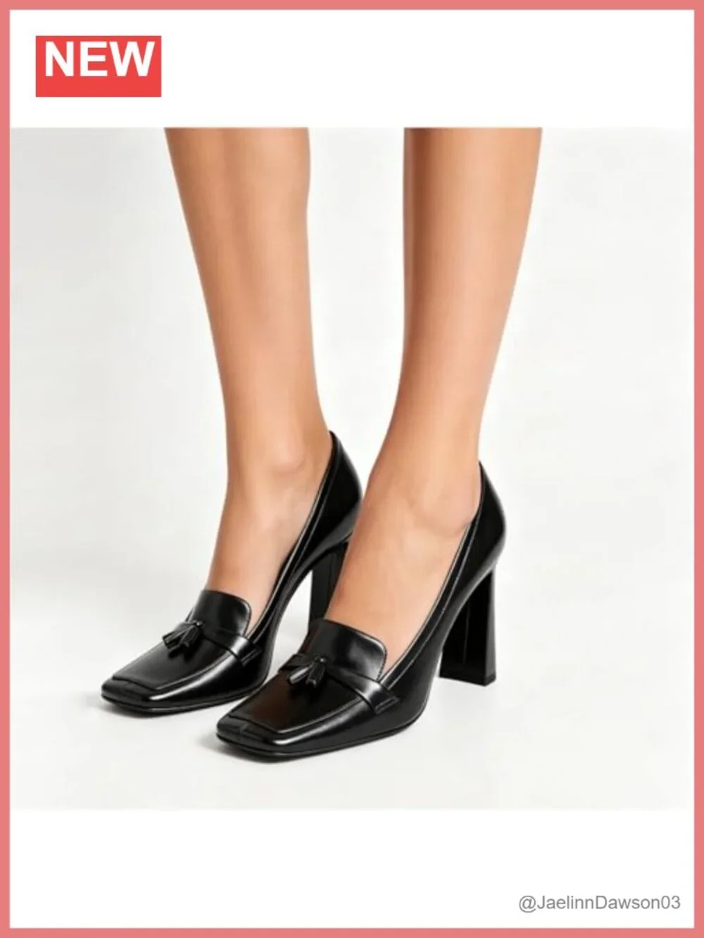 Chunky Block Heel Tassel Loafers Square Toe Pumps Slip On Comfort Shoes Office